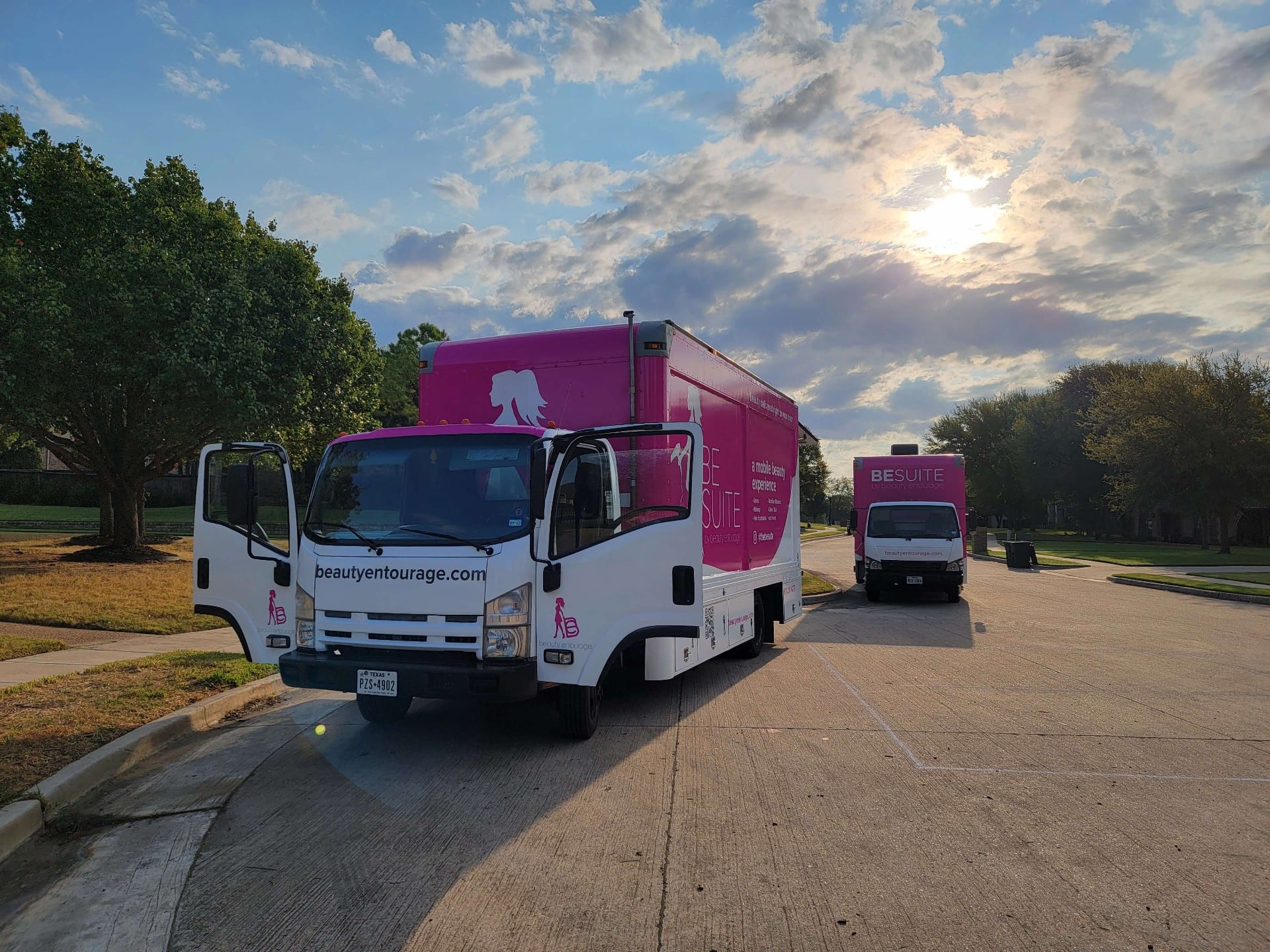 BE Suite mobile salon fleet on location