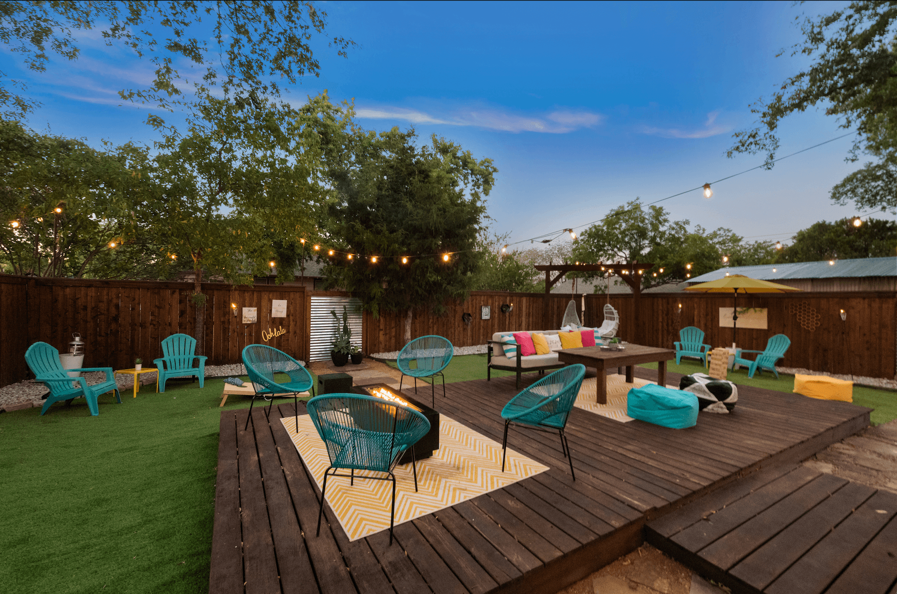 139 Olive — outdoor patio seating at dusk